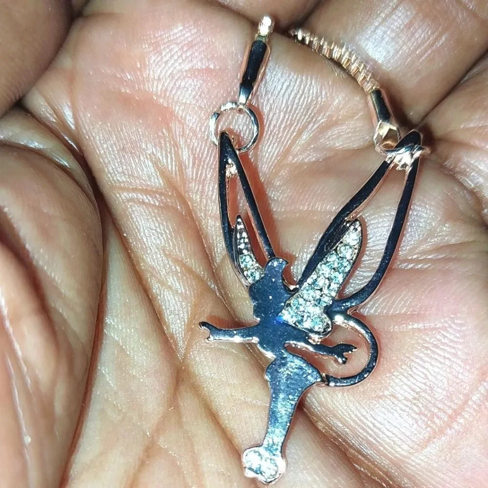 Classic Trendy cartoon rose gold plated angel pendant necklace